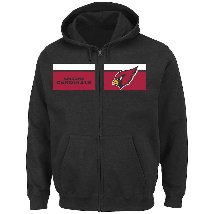 Men's Arizona Cardinals Black Majestic Touchback Full-Zip 2018 NFL Hoodie